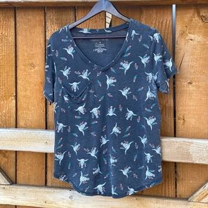 Grayson Threads Grey Longhorn Skull Drapey Pocket Women’s T-Shirt